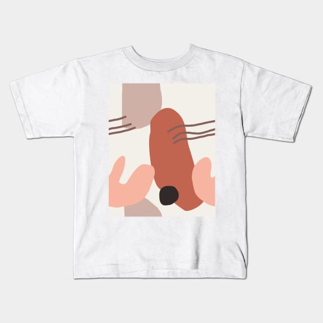 Modern earth tone shapes #earthtones #digitalart Kids T-Shirt by NJORDUR